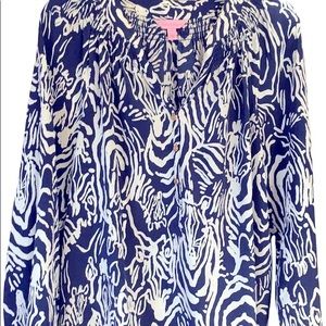 Lilly Pulitzer Navy Blue and Cream Elsa Top